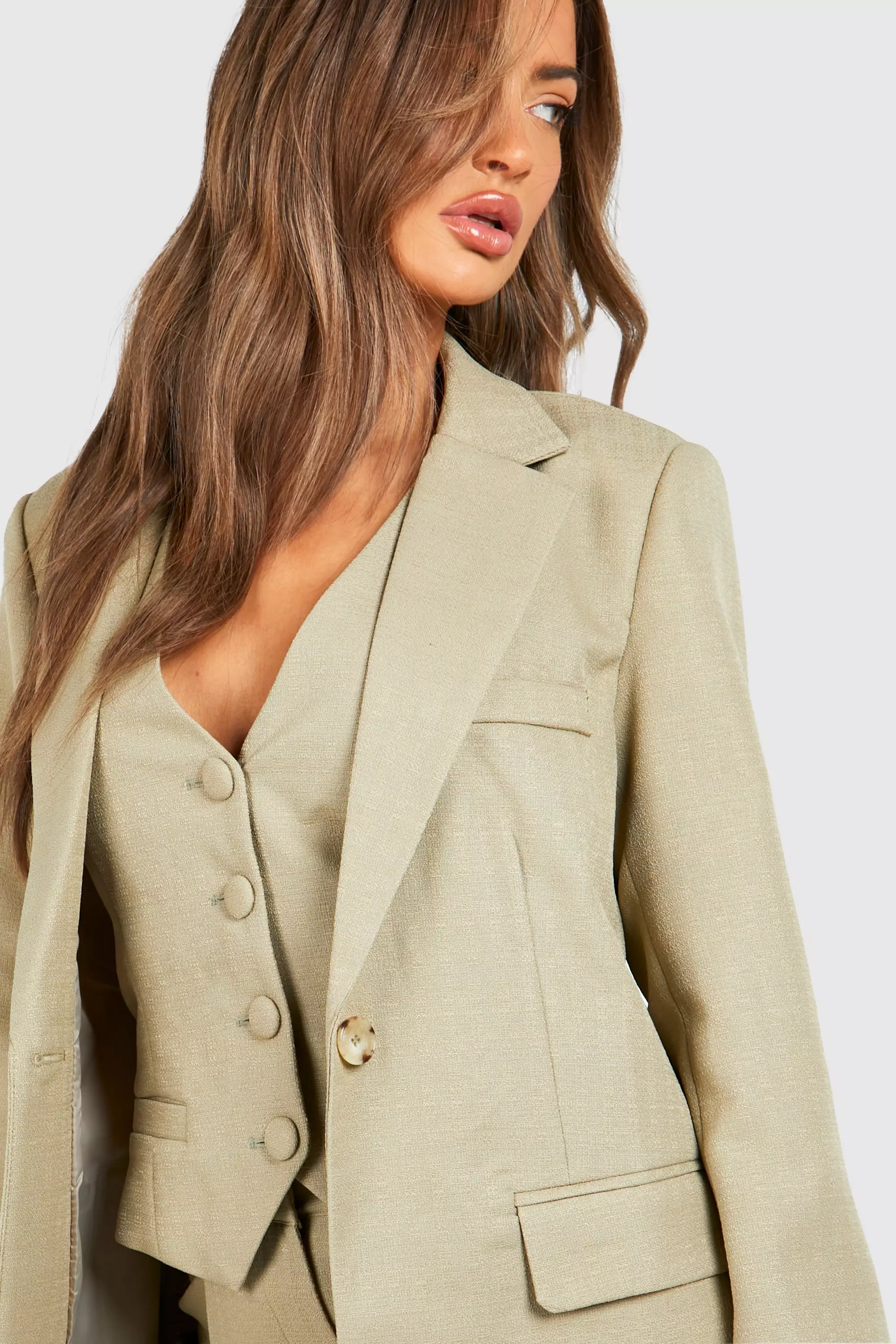 Natural beige Textured Relaxed Fit Blazer alternative image