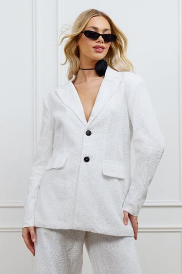 Ivory White Premium Lace Single Breasted Blazer