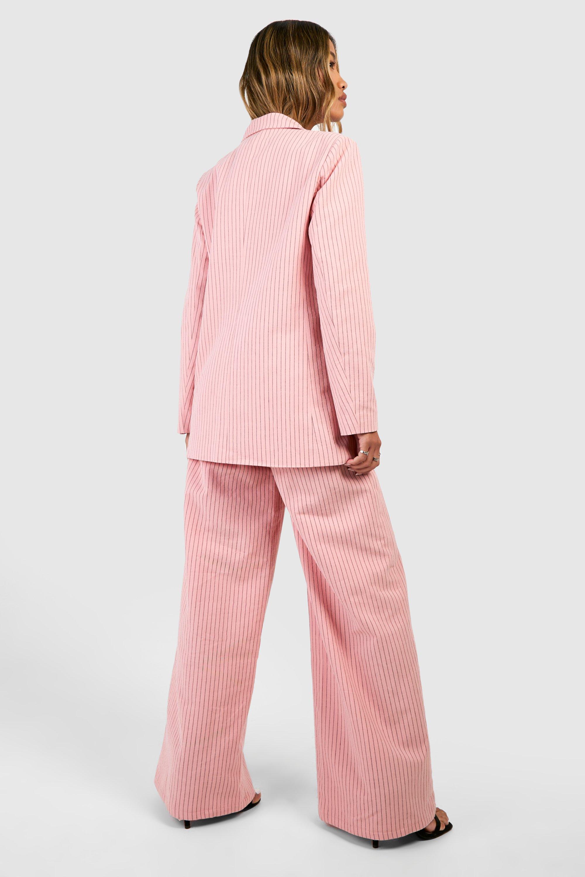 Pastel Pinstripe Wide Leg Trousers | boohoo