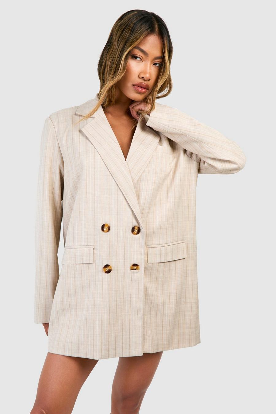 Stone Tonal Stripe Relaxed Fit Blazer image number 1