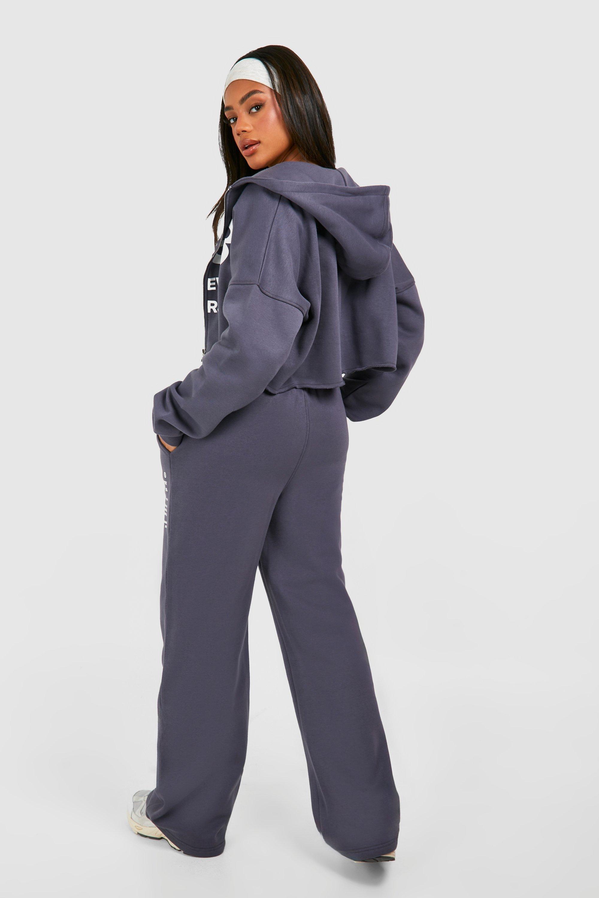 Women's Members Club Slogan Cropped Zip Through Hooded Tracksuit