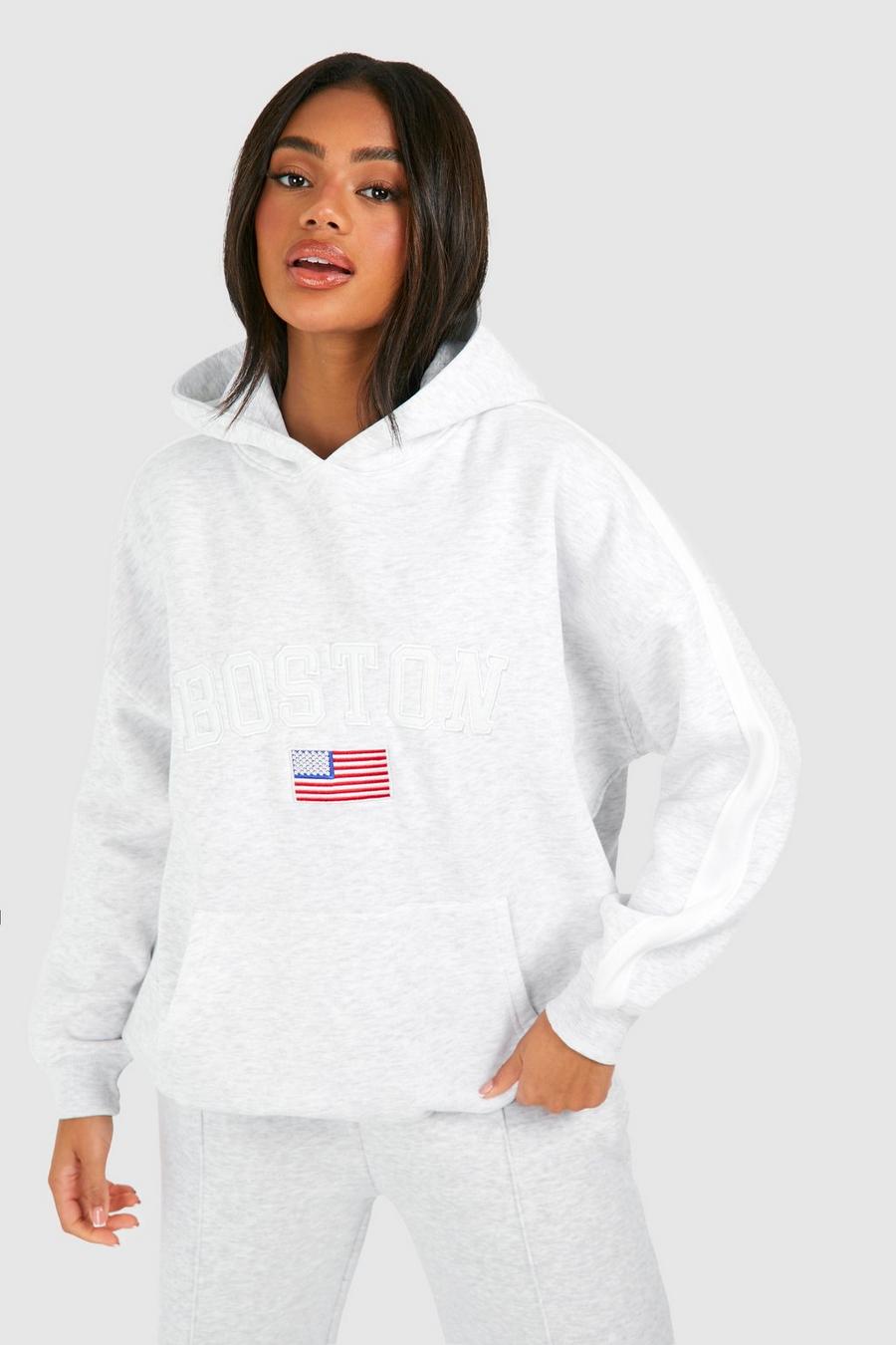 Ash grey Boston Oversize hoodie med blockfärger image number 1