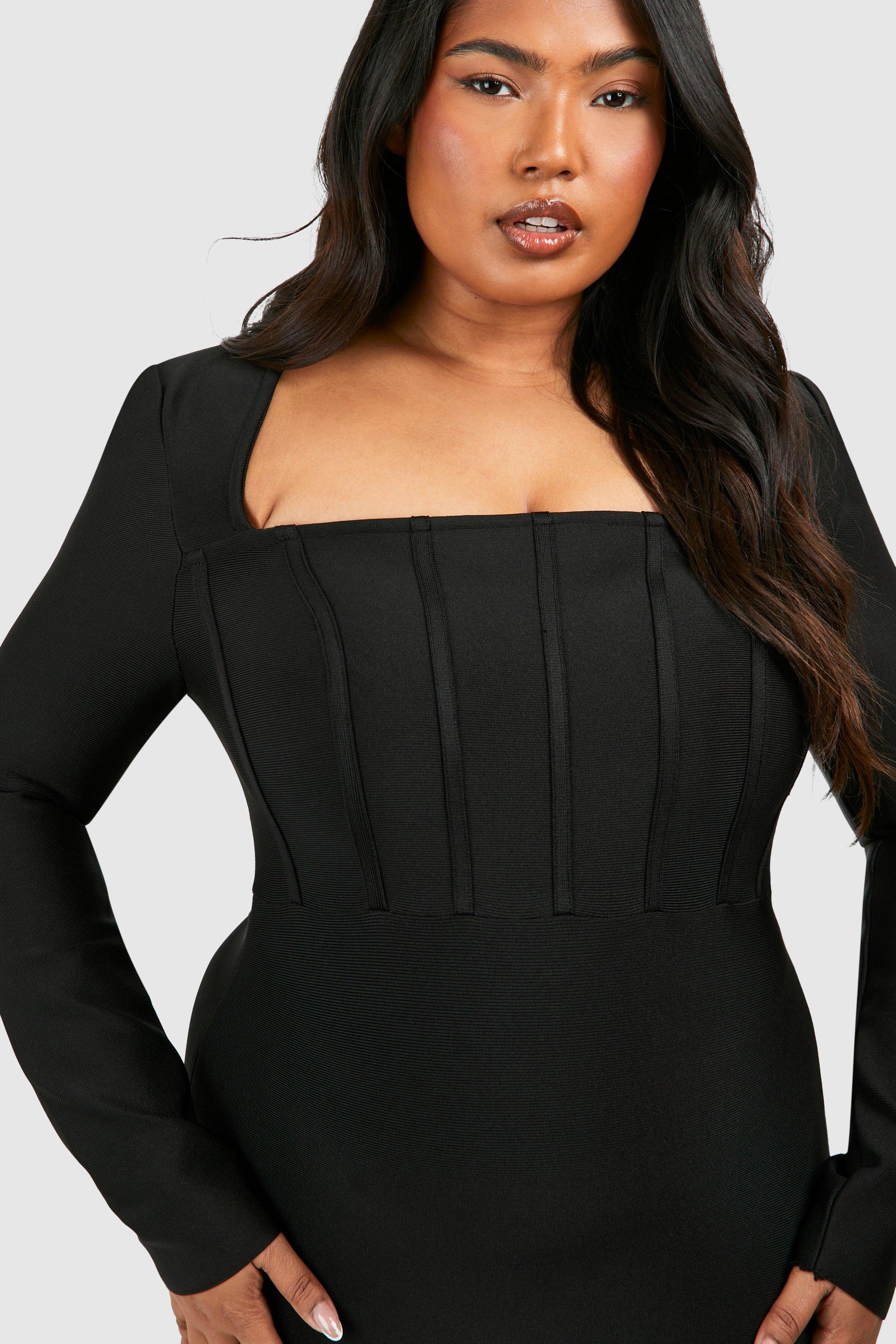 Plus Bandage Long Sleeve Bodycon Dress | boohoo