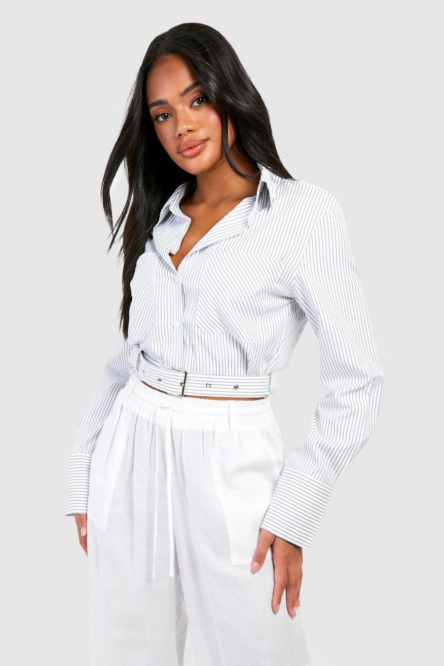 White Buckle Stripe Shirt  image number 1