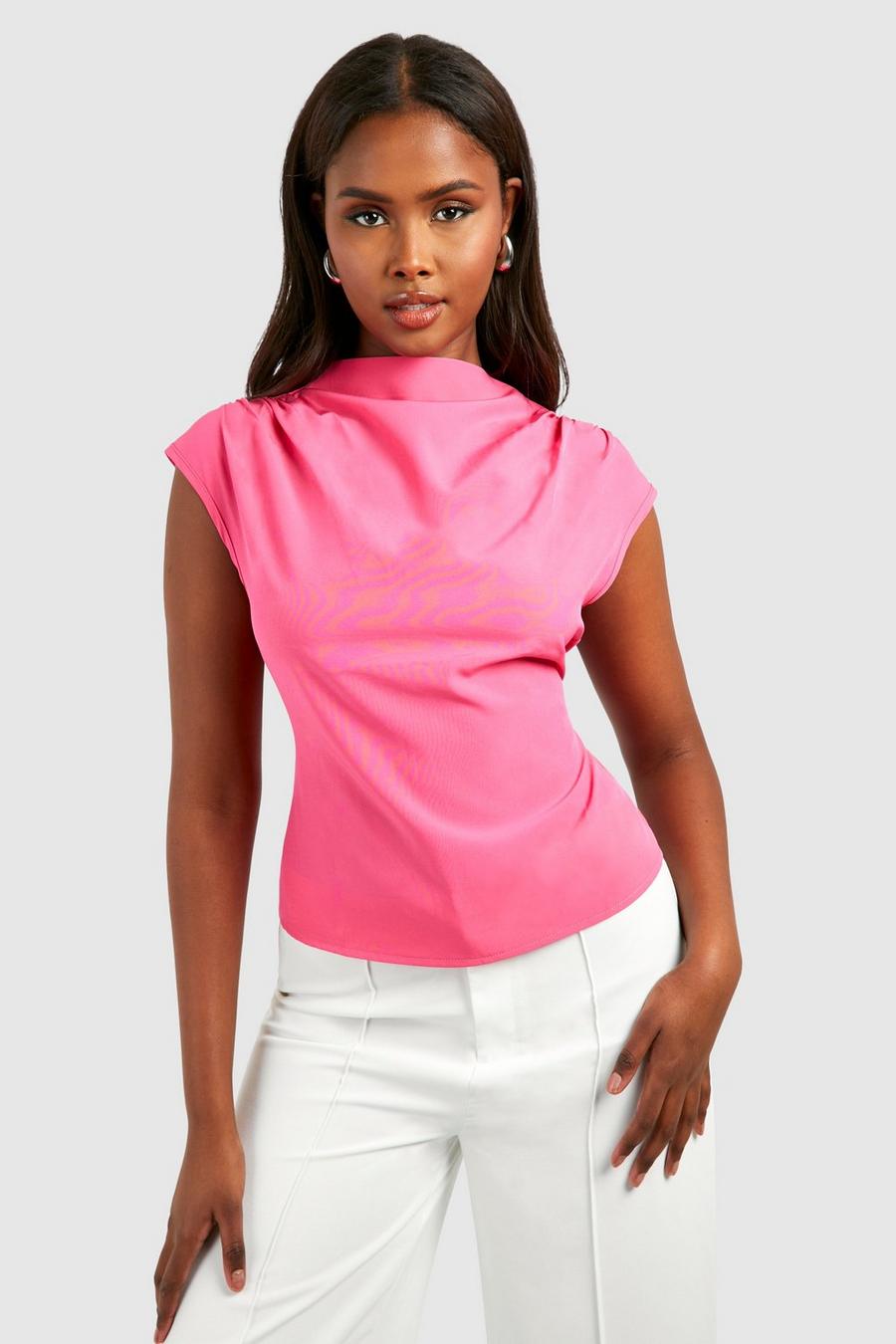 Hot pink Mouwloze Blouse image number 1