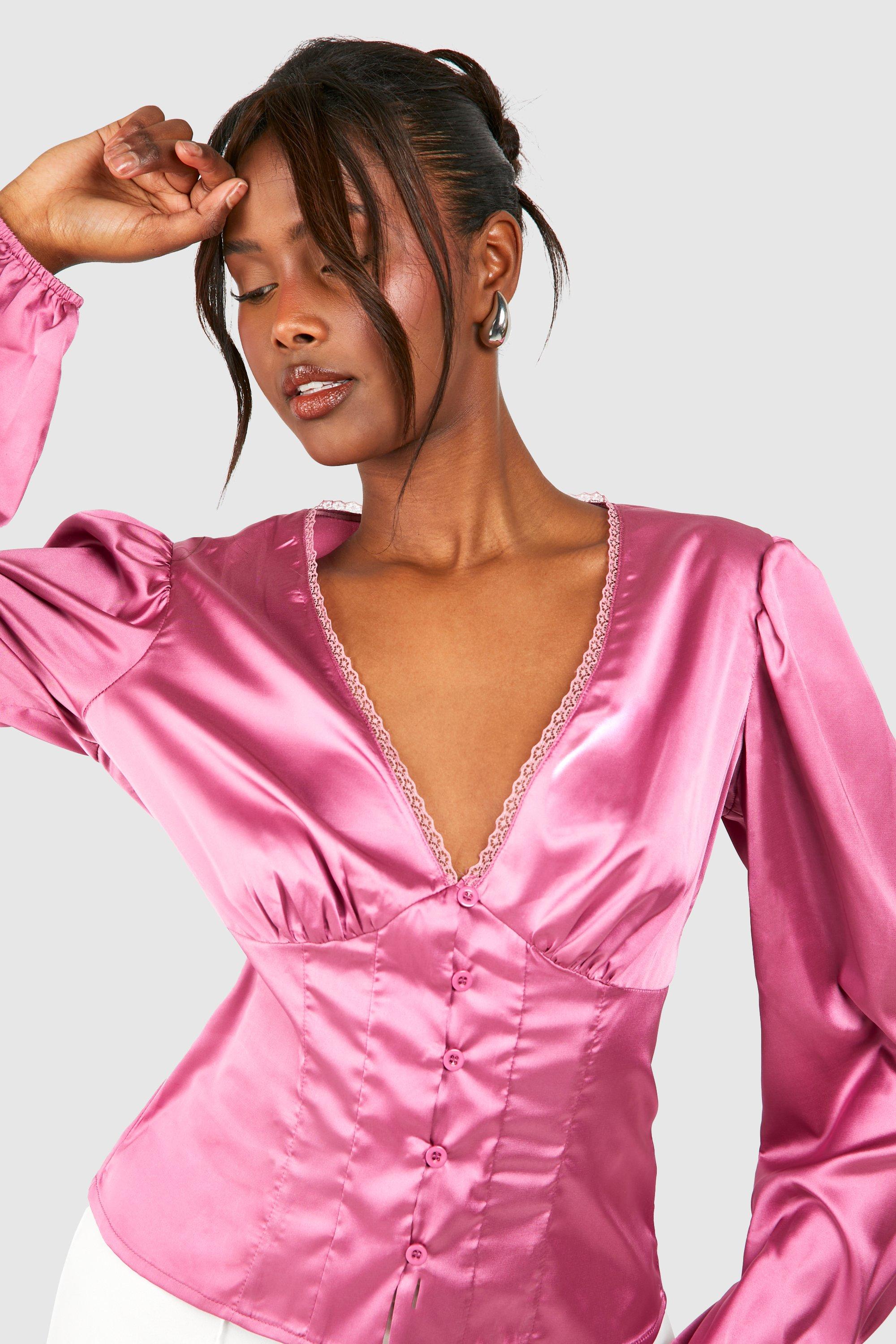 Mauve runterfallen satin top