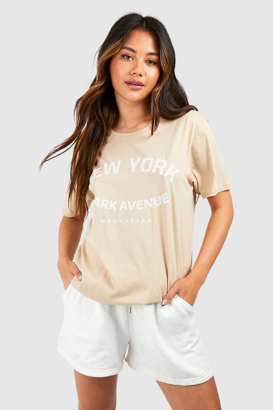 Stone Oversized New York T-Shirt Met Tekst En Tekst image number 1