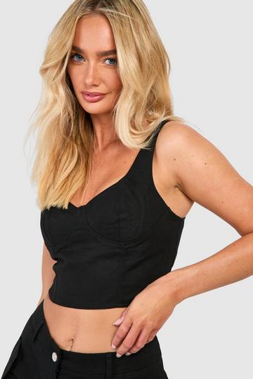 Cropped Bust Detail Top black