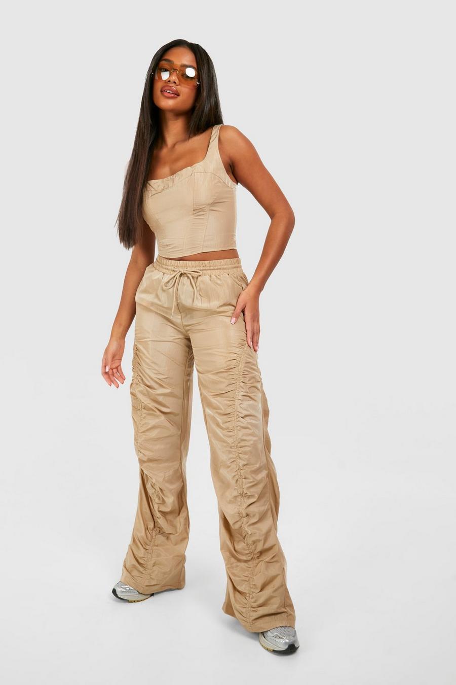 Light beige Parachute Ruched Pants image number 1