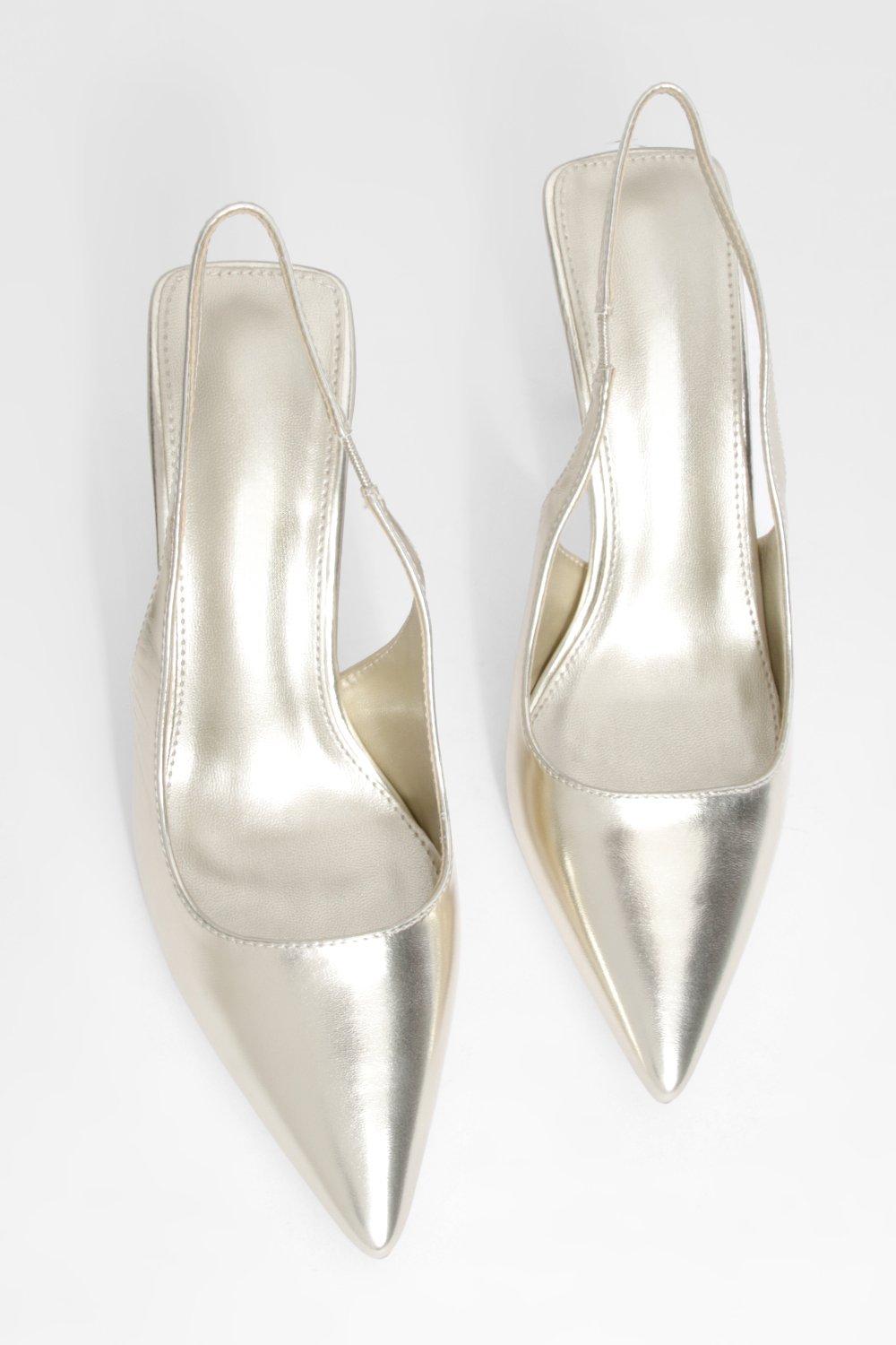 Silver slingback court on sale shoes