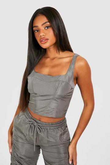 Parachute Crop Top Met Naaddetail dark grey