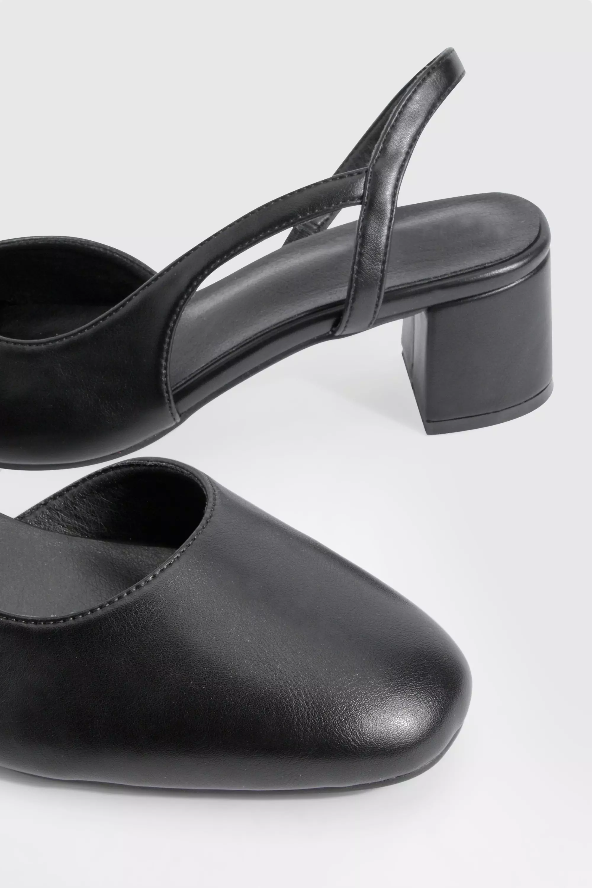 Black Wide Fit Low Block Heel Slingback Ballets alternative image