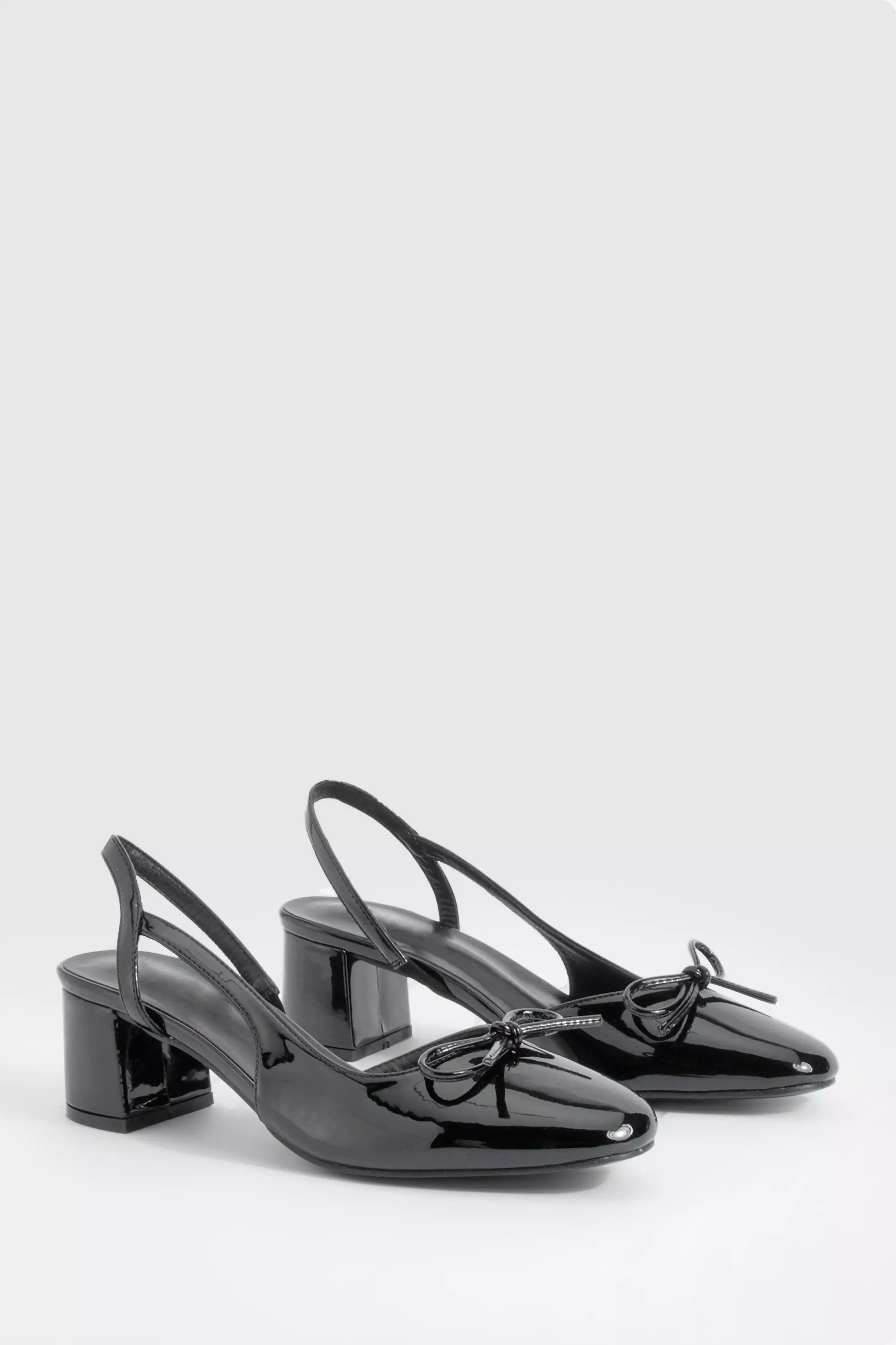 Black Low Block Heel Slingback Bow Ballets  alternative image