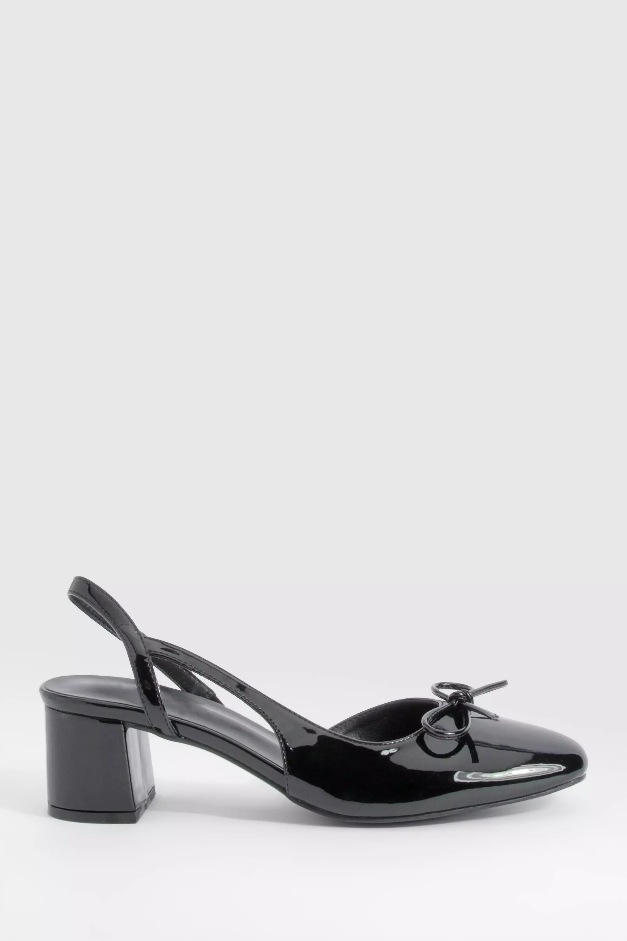 Black Low Block Heel Slingback Bow Ballets  alternative image