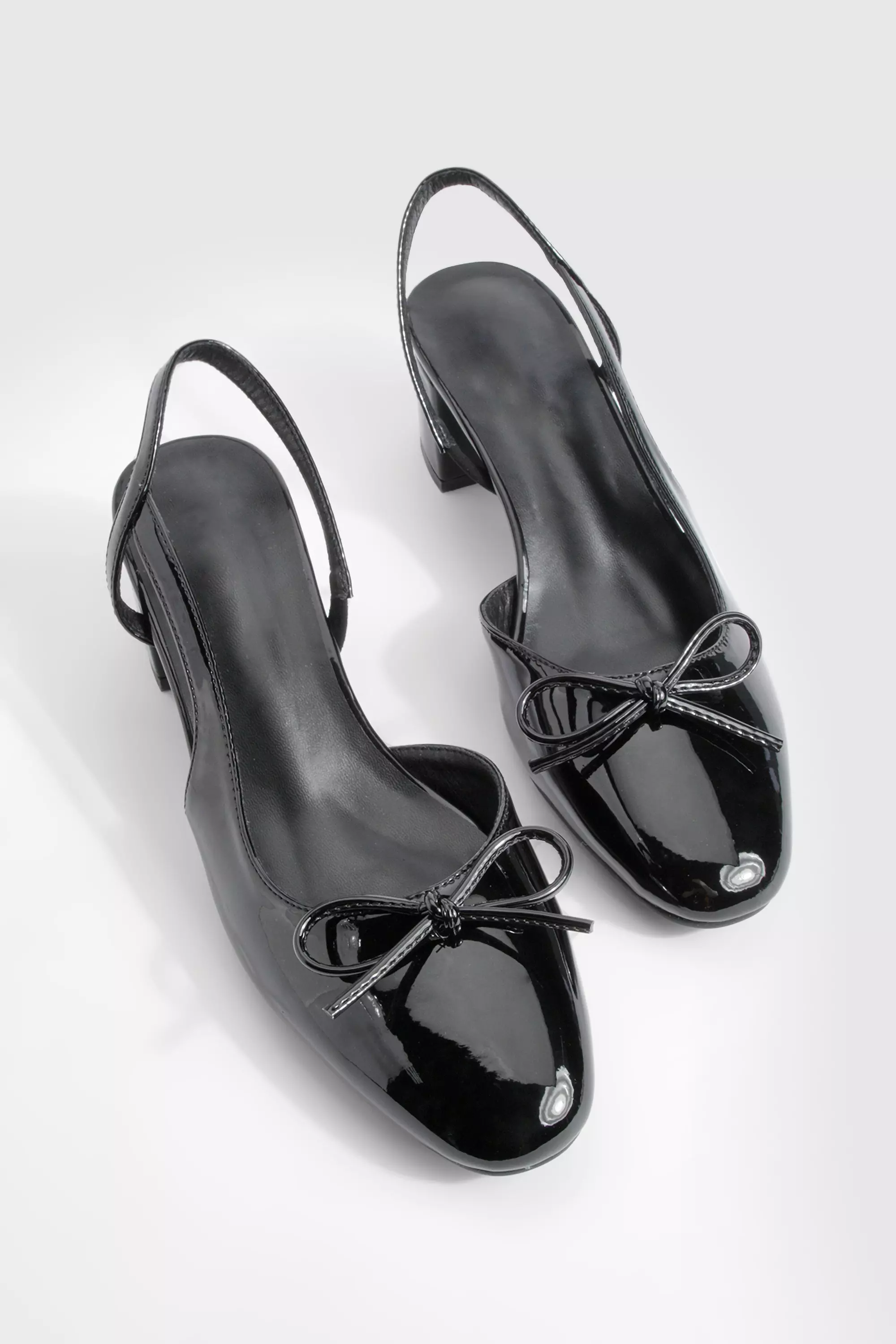 Black Low Block Heel Slingback Bow Ballets  alternative image