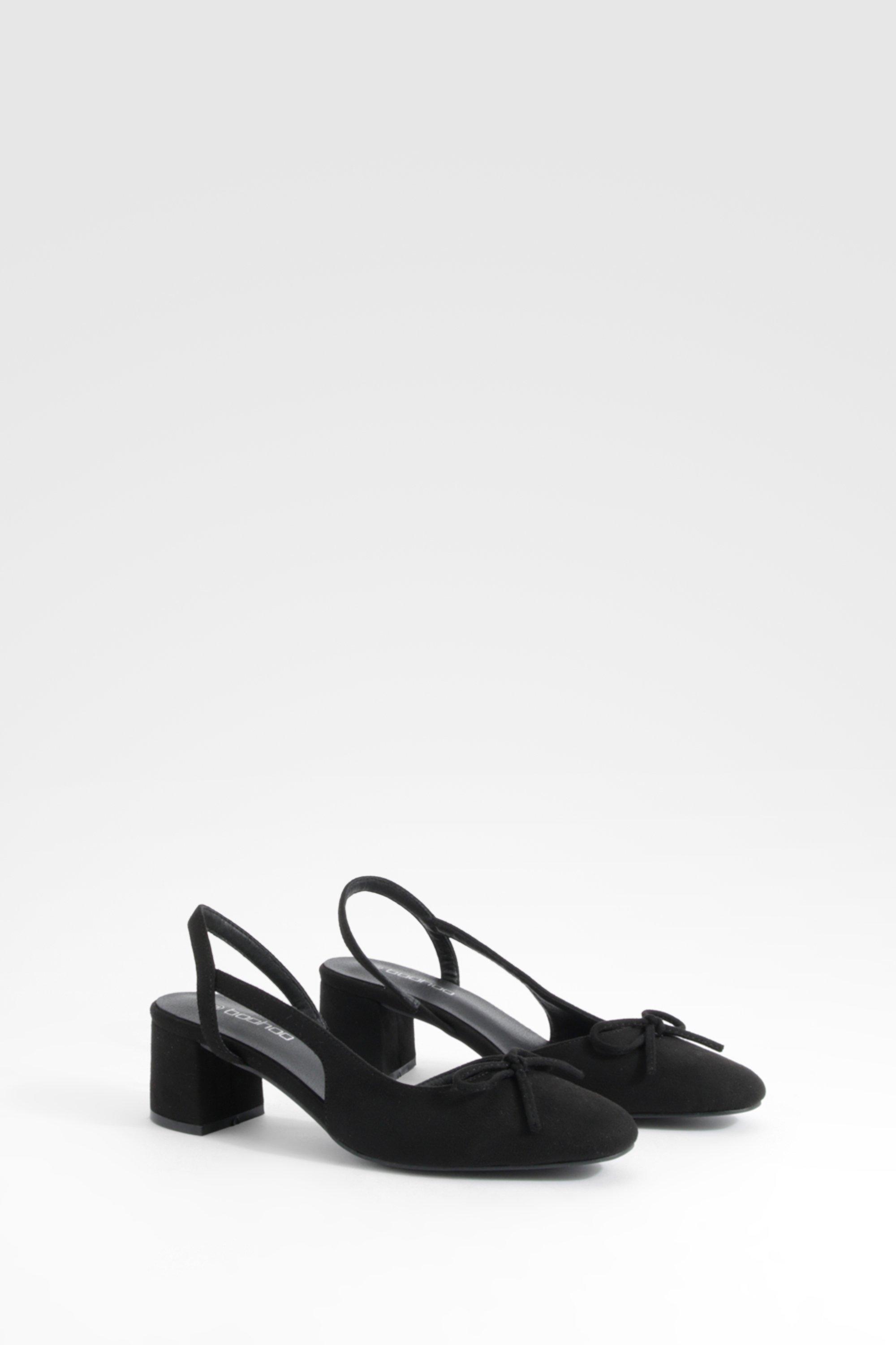 Low Block Heel Slingback Bow Ballets