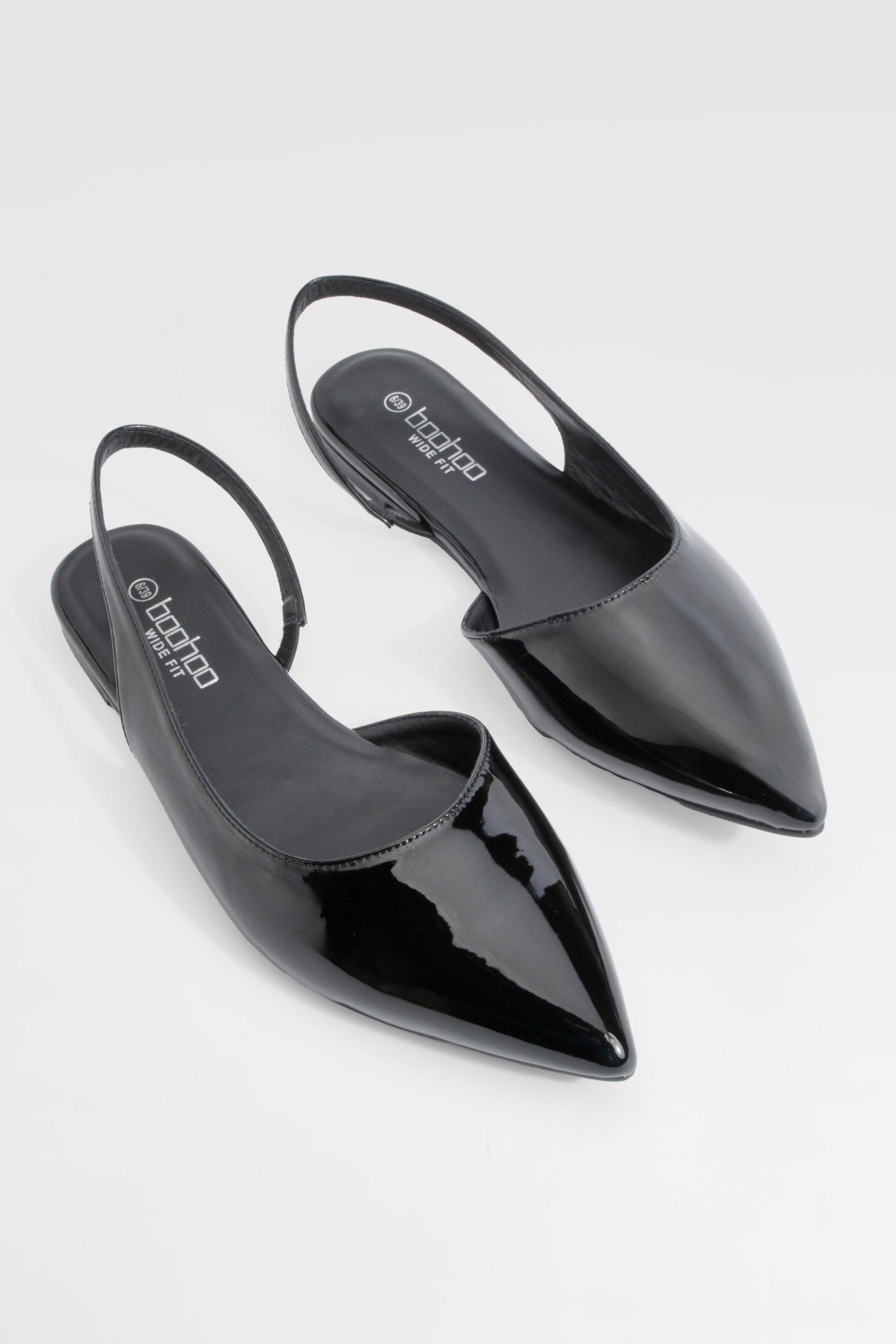 Wide Fit Slingback Patent Pointed Flats