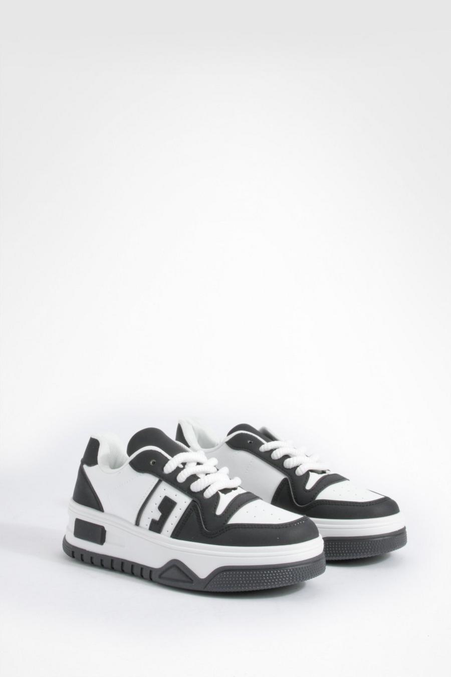 Black Chunky Contrast Panel Sneakers image number 1