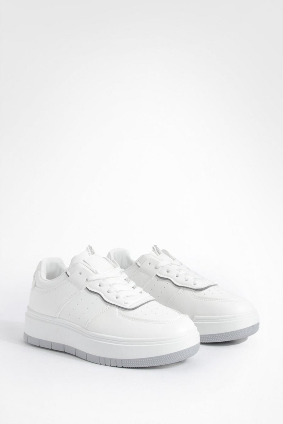 White Chunky Sole Trainers  image number 1