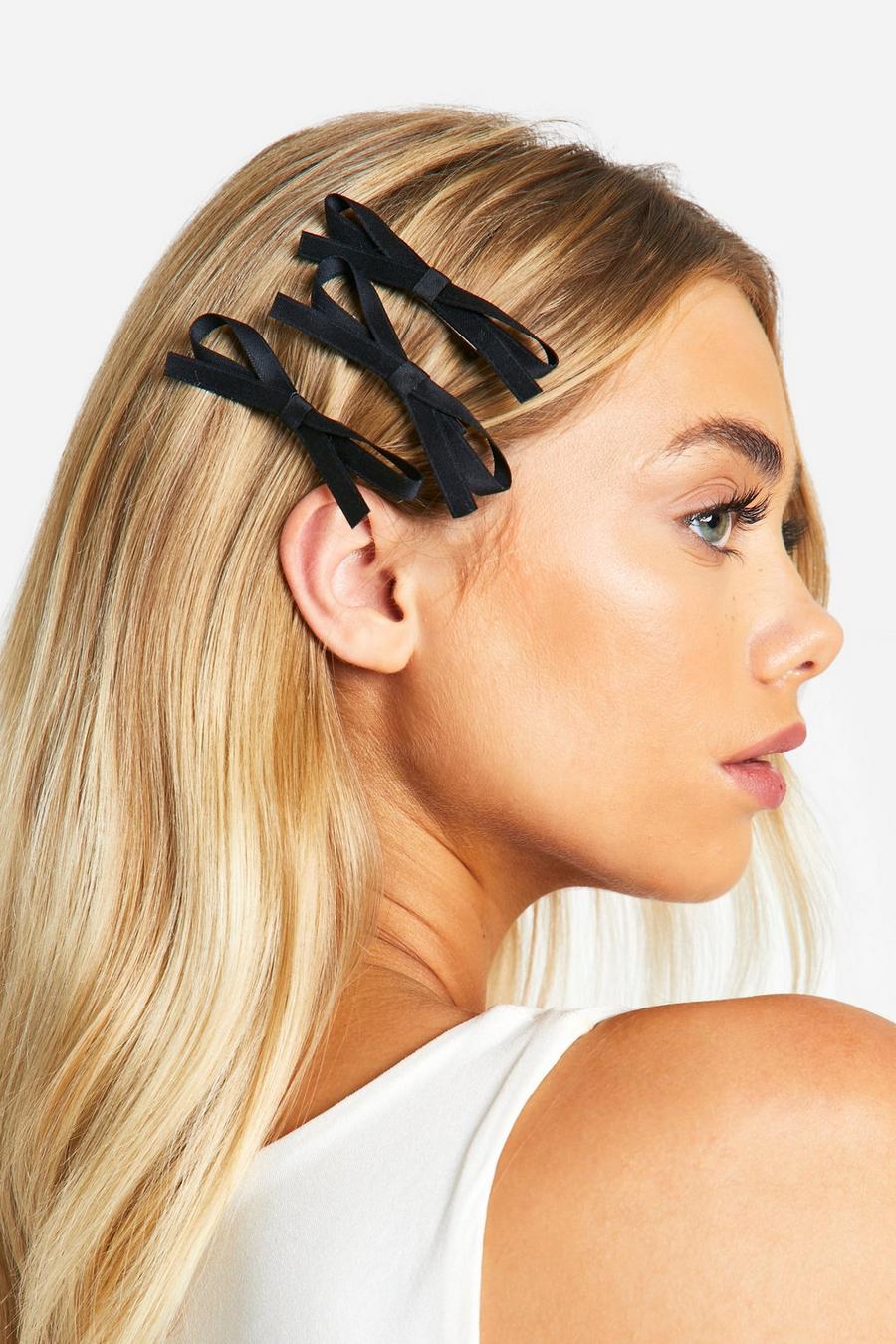 Black Multipack Bow Hair Clips image number 1