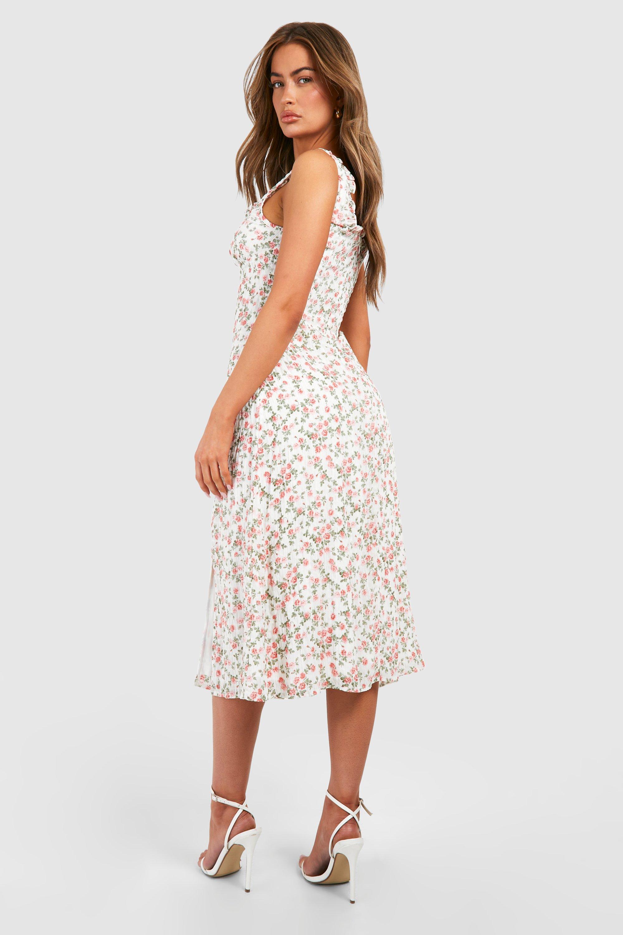 Floral Milkmaid Midi Dress | boohoo USA