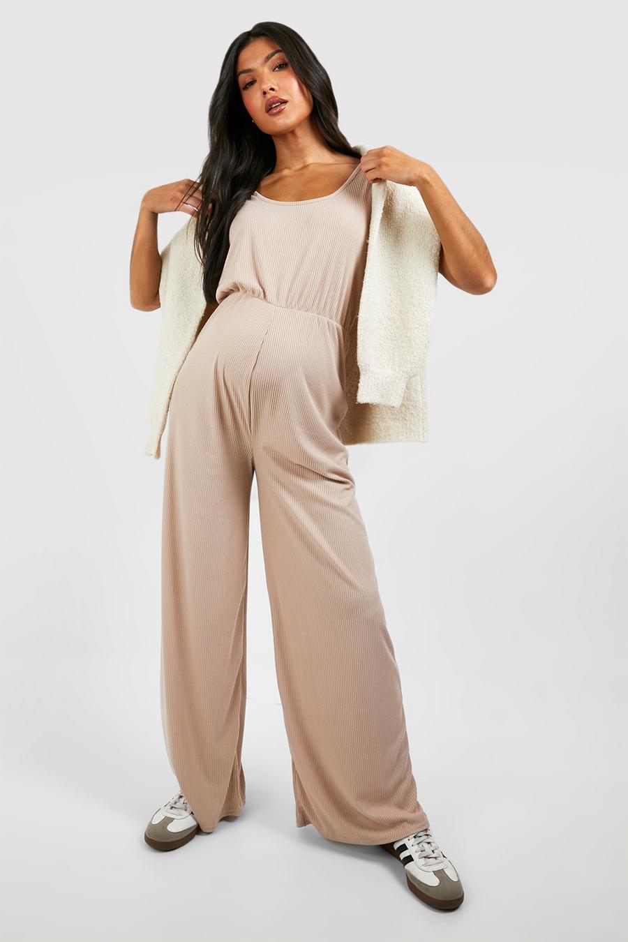 Stone Maternity Soft Rib Slouchy Sleevless Jumpsuit image number 1