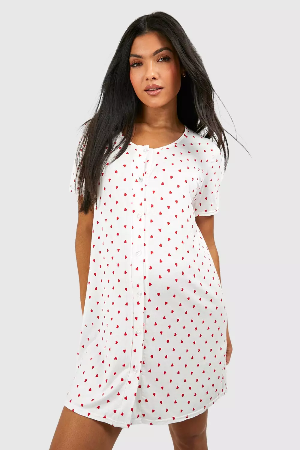 Maternity Button Through Heart Print Nightie alternative image