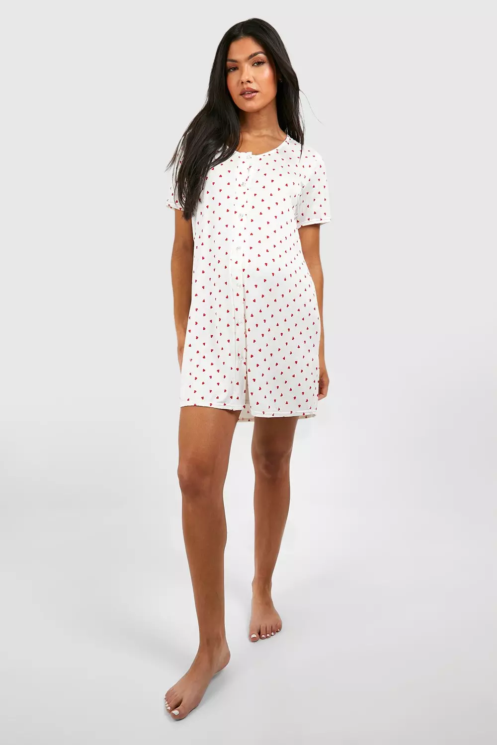 Maternity Button Through Heart Print Nightie alternative image