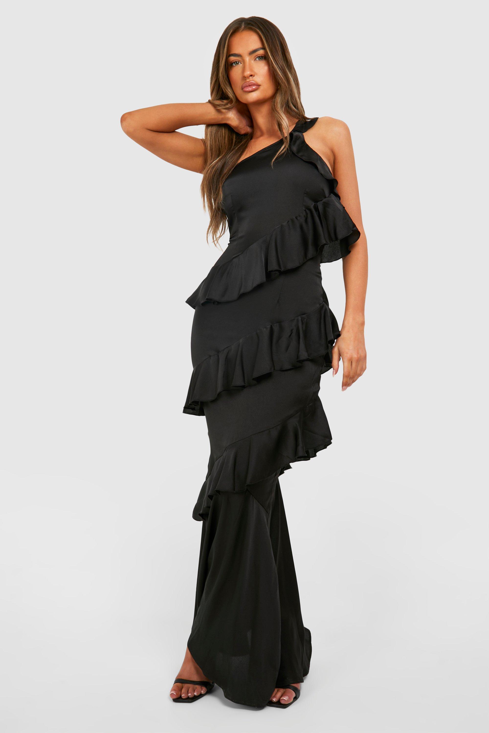 One Shoulder Ruffle Maxi Dress