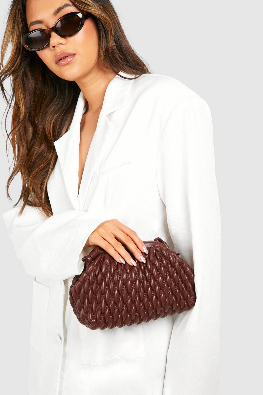 Chocolate Woven Clutch Bag image number 1