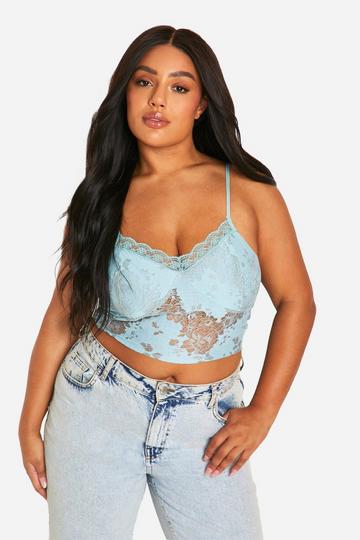 Plus Burnout Lace Camisole blue