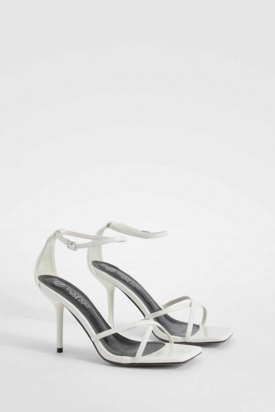 Off white Wide Fit Stiletto Crossover Barely There Heels image number 1