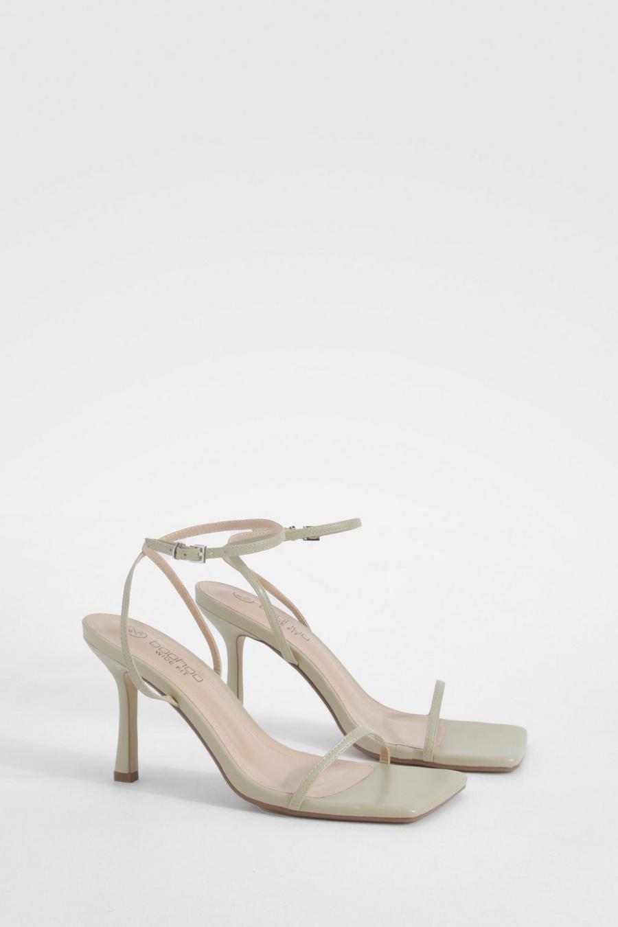 Zapatos minimalistas de holgura ancha con puntera cuadrada y tiras finas, Sage image number 1