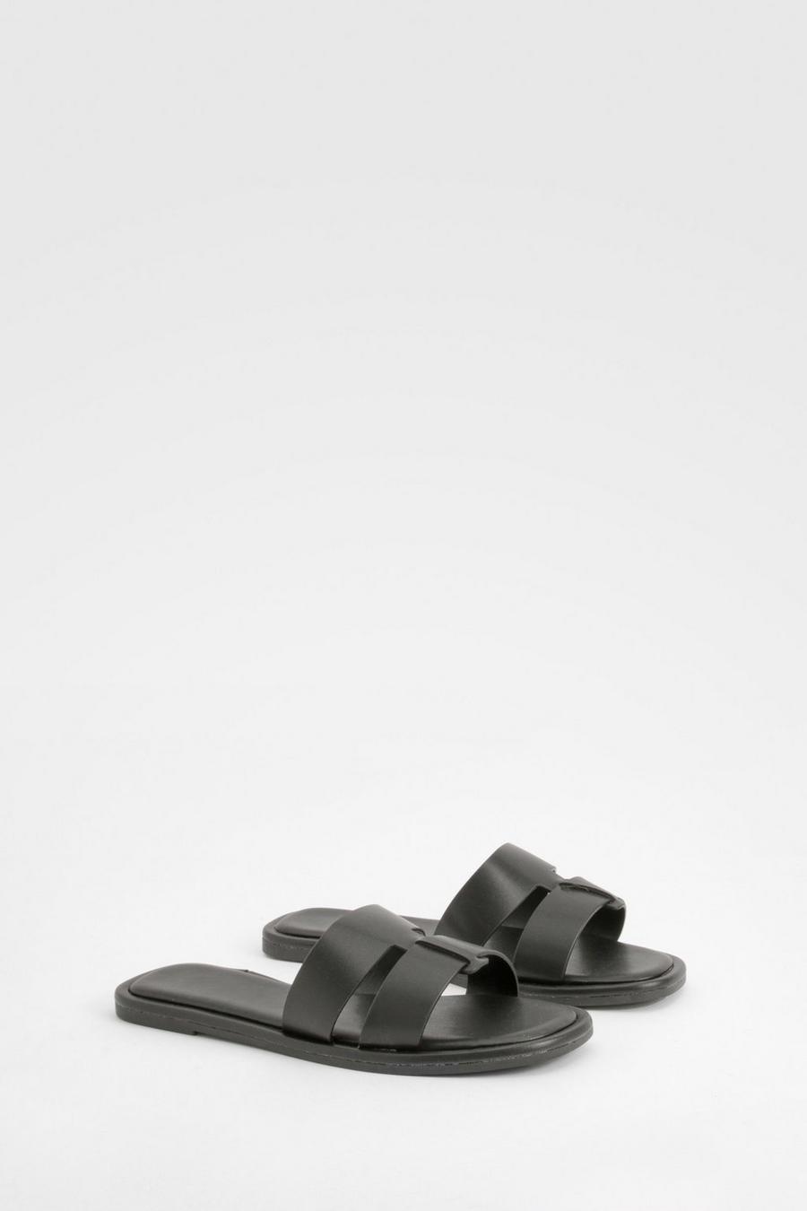 Woven Mule Sandals, Black