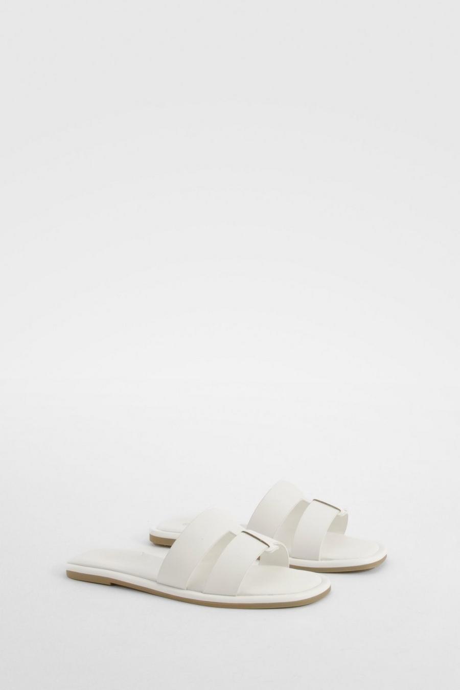 White Woven Mule Sandals image number 1
