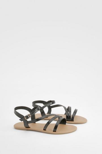 Wide Fit Snake Asymmetric Basic Sandals black