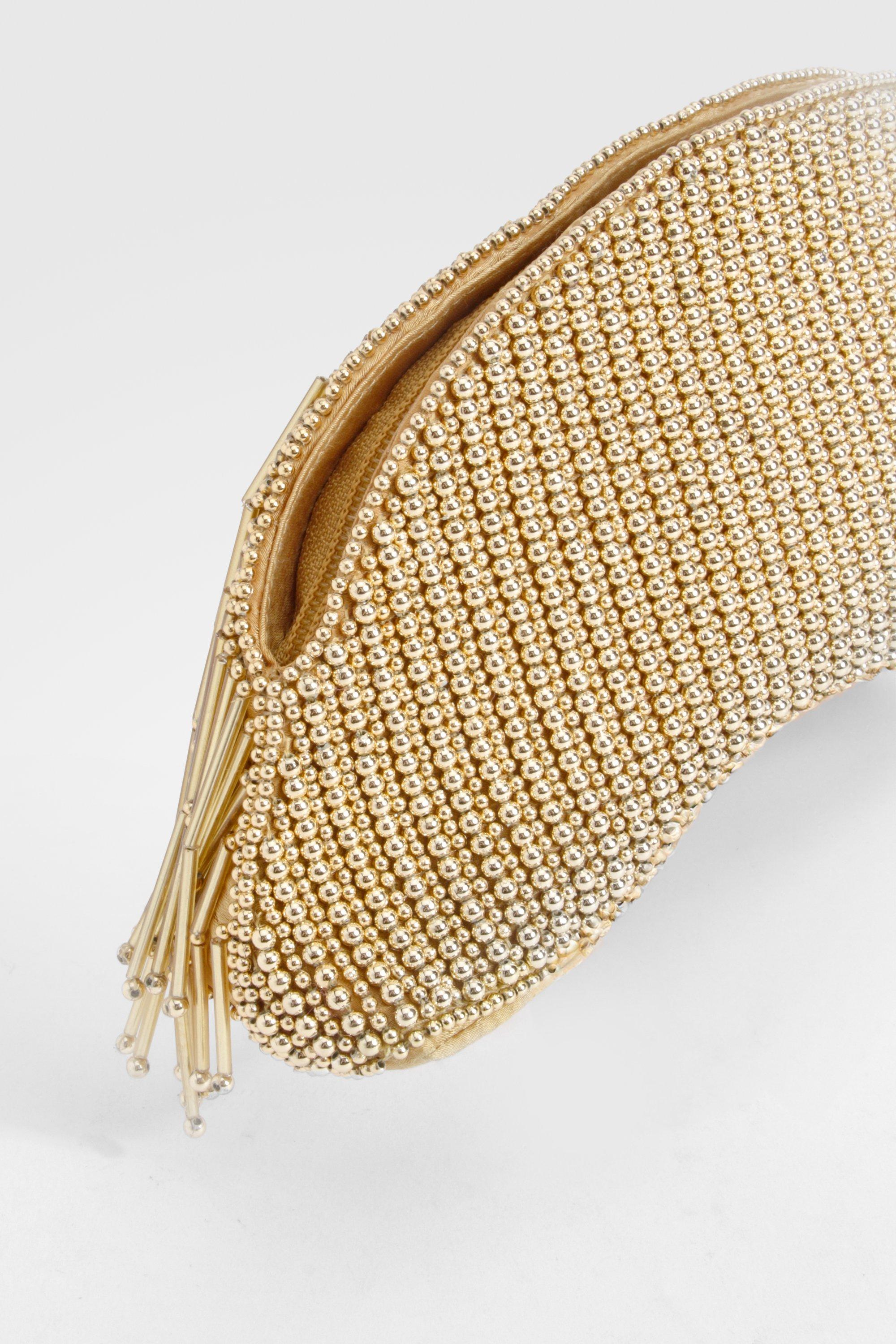 Beaded gold clutch sale
