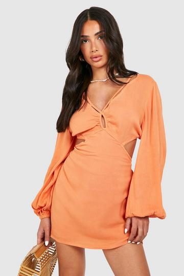 Petite Cross Back Plunge Mini Dress terracotta