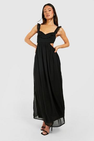 Black Tall Dobby Chiffon Cut Out Maxi Dress