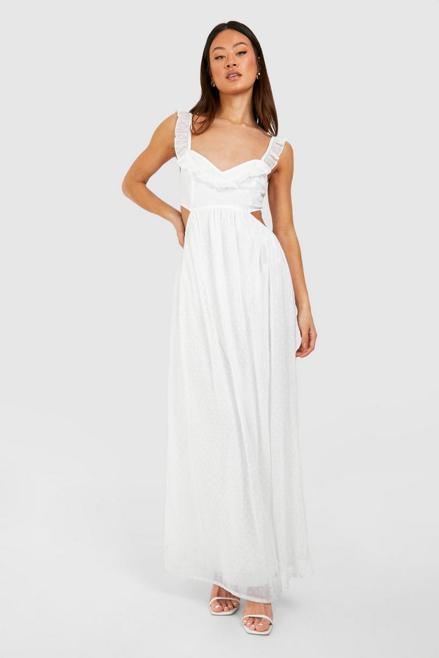 Tall Chiffon-Maxikleid mit Cut-Out, White image number 1