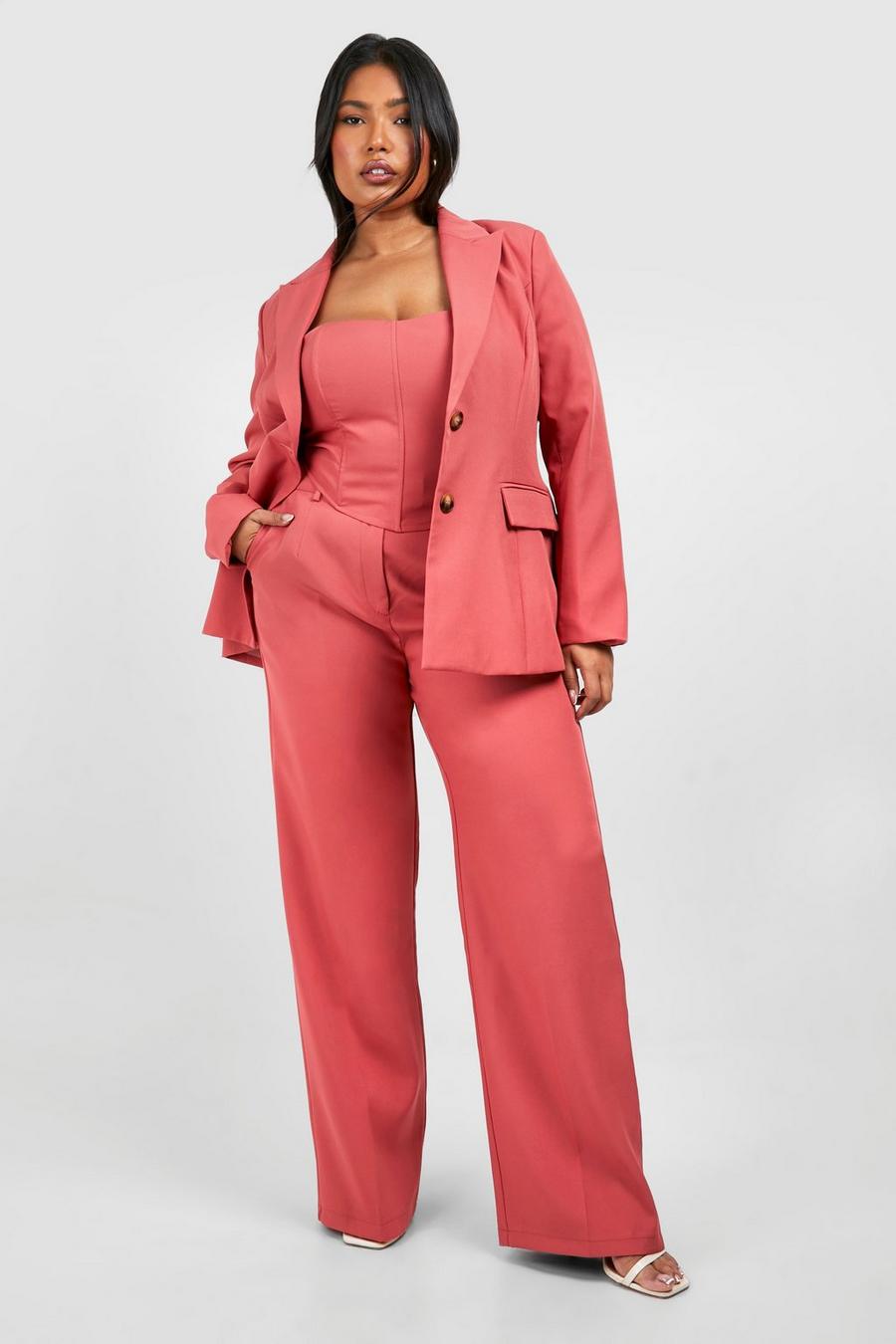 Mauve Plus Pintuck Tailored Wide Leg Trouser image number 1