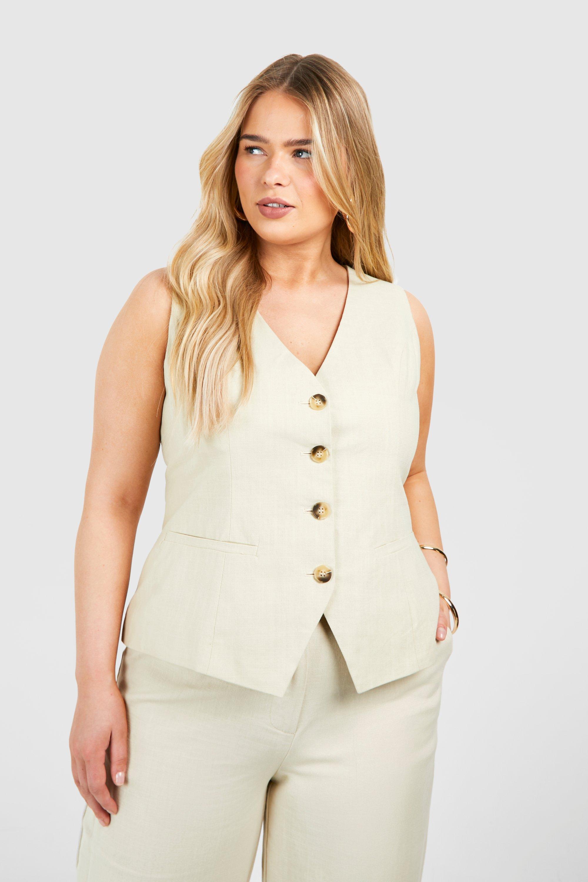 Plus size 2025 white skirt vest