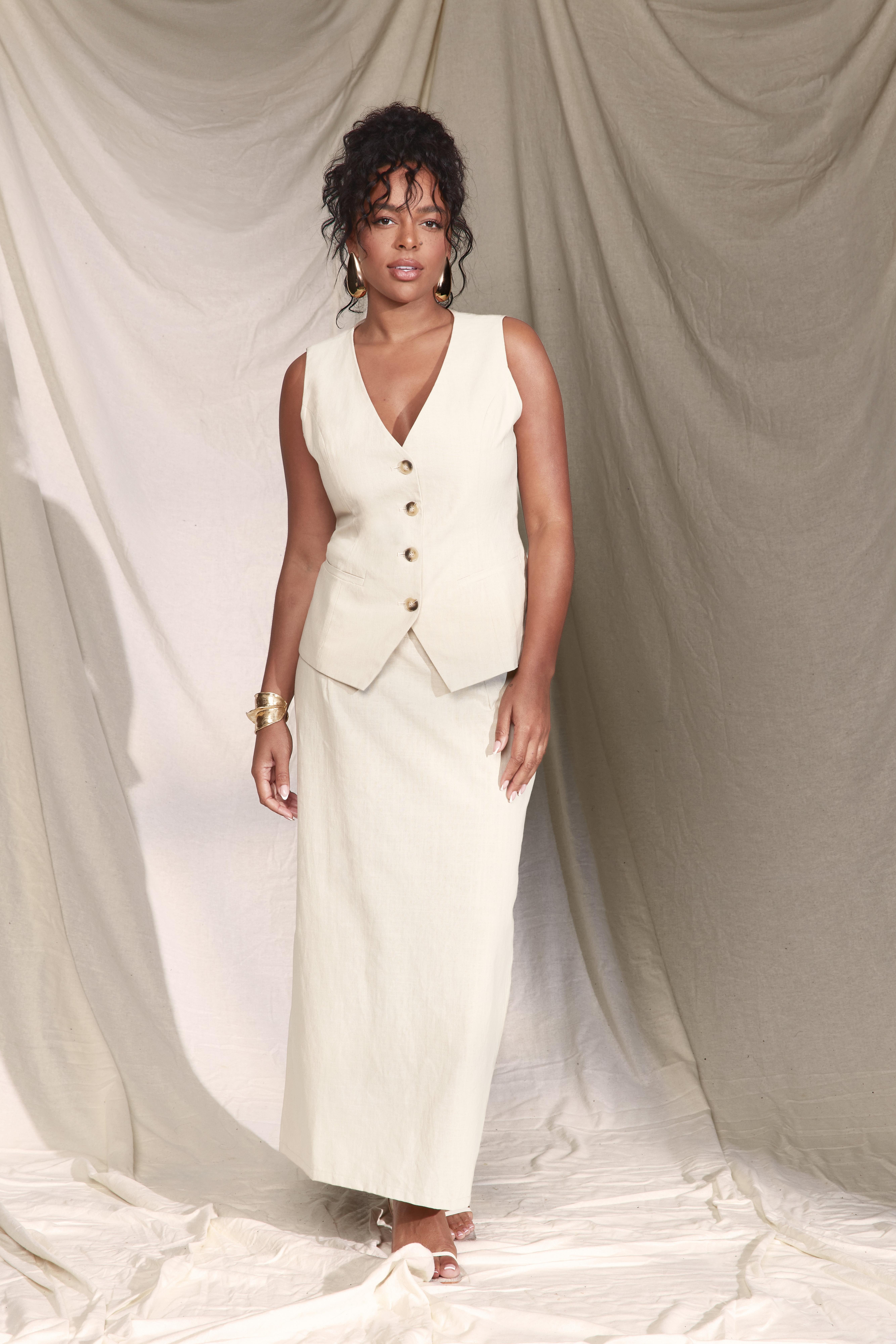 Grande taille Jupe longue en lin boohoo FR