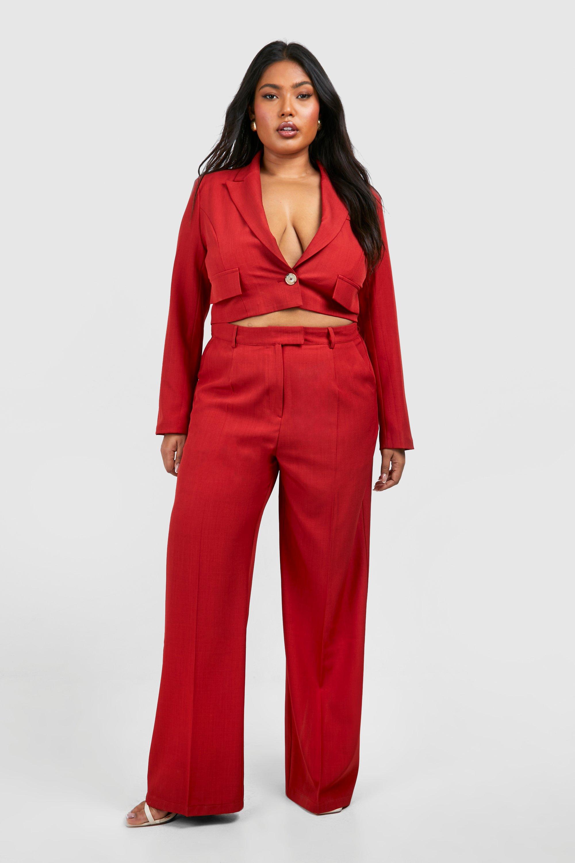 Plus size wide fashion leg dress pants