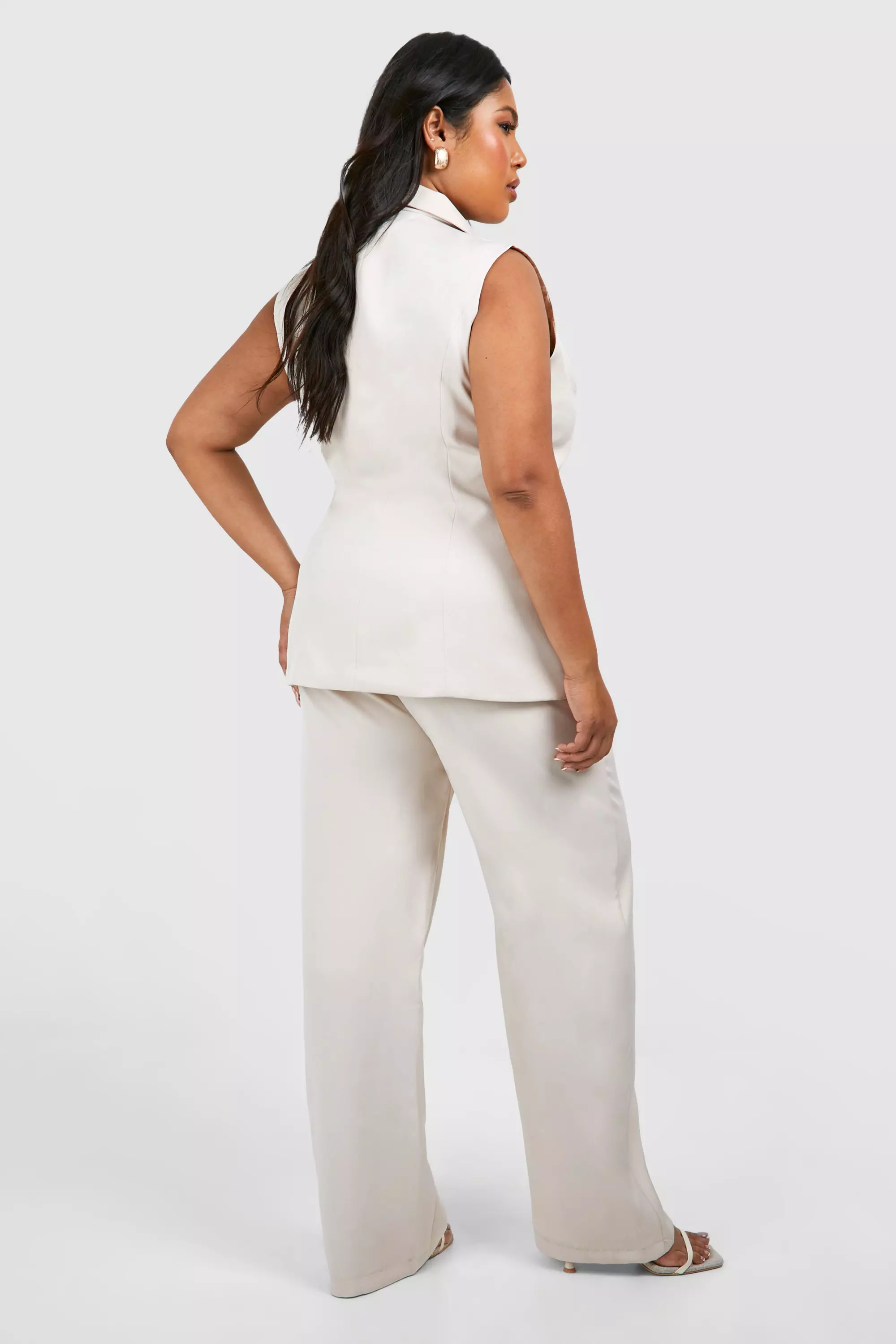 Ecru Plus Self Fabric Button Tailored Trouser alternative image