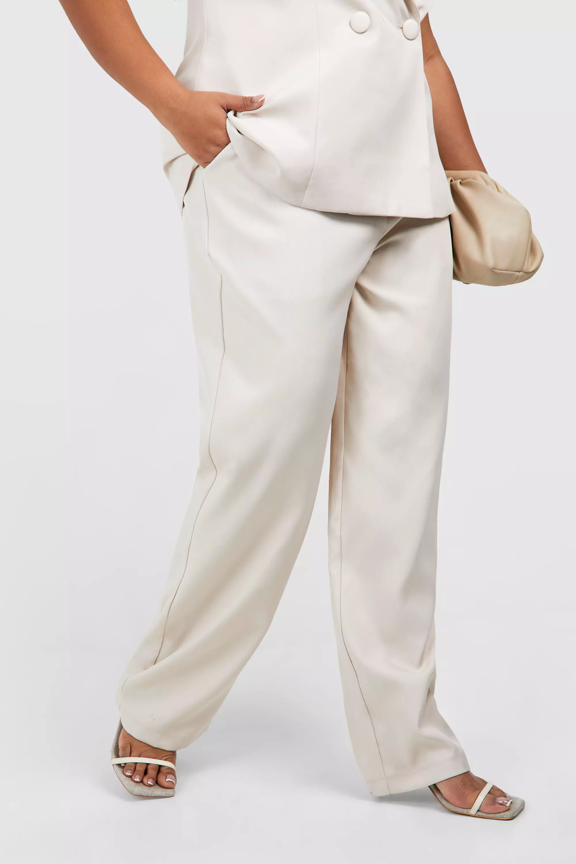 Ecru Plus Self Fabric Button Tailored Trouser alternative image