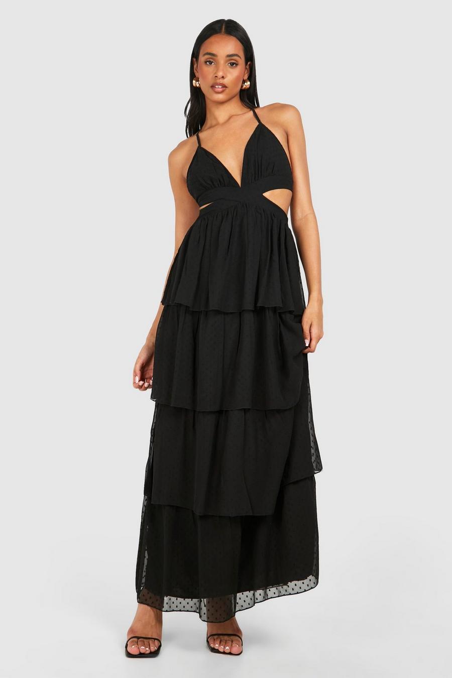 Black Tall Dobby Cut Out Maxi Dress  image number 1