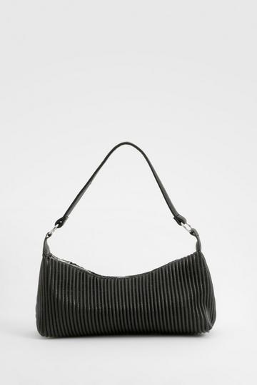 Black Pleated Pu Shoulder Bag