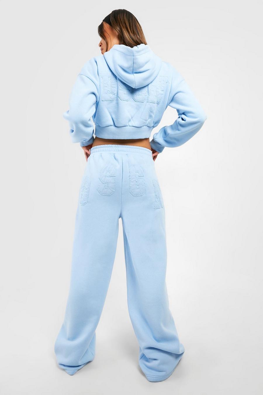 Baby blue Dsgn Studio Self Fabric Applique Hooded Tracksuit 