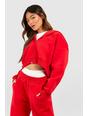 Red Dsgn Studio Embossed Boxy Cropped Zip Through Hoodie 
